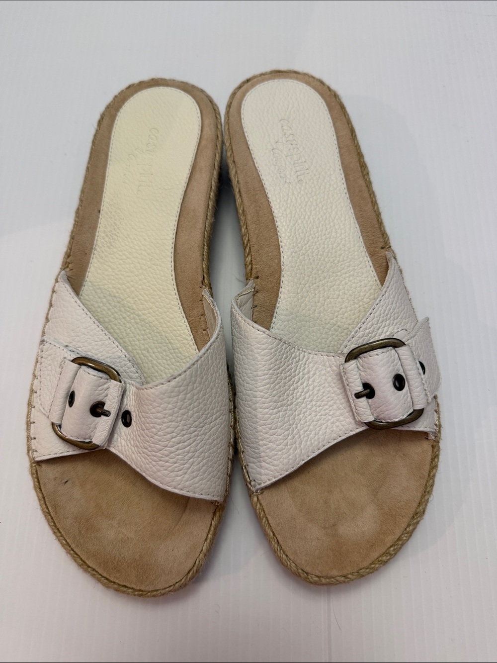 Easy Spirit “Estania” White Leather Slide Sandals size 8W